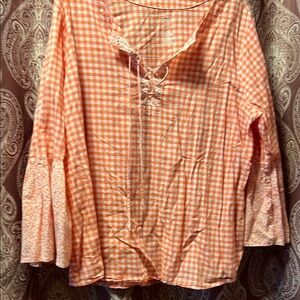 St. John's Bay Orange Checkered Blouse